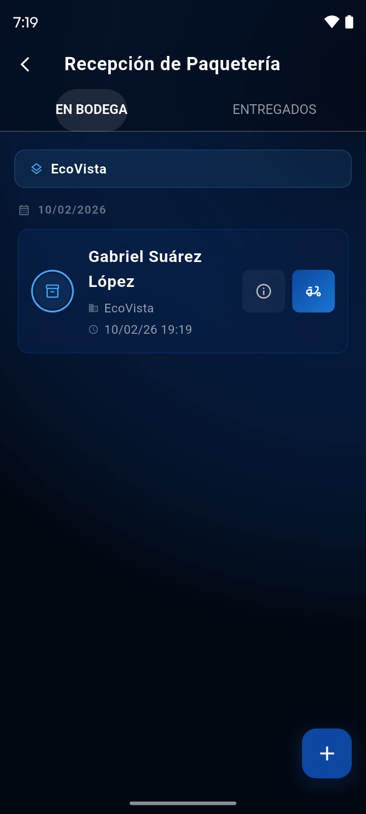 Recepción de paquetería - principal